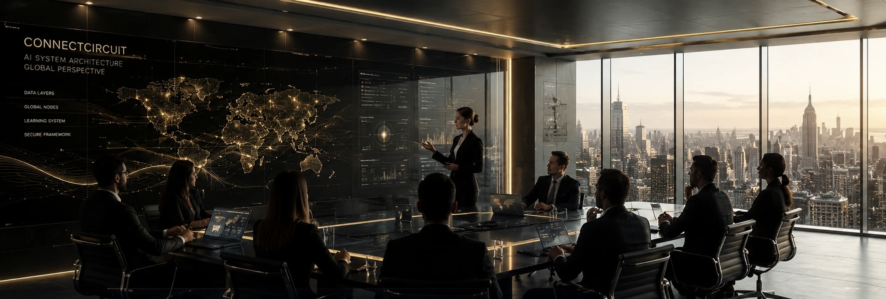 Strategische Präsentation eines internationalen Technologieprojekts